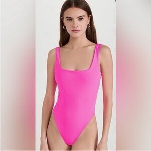 Mara Hoffman Neon Pink Scoop Neck One-Piece Swimsuit